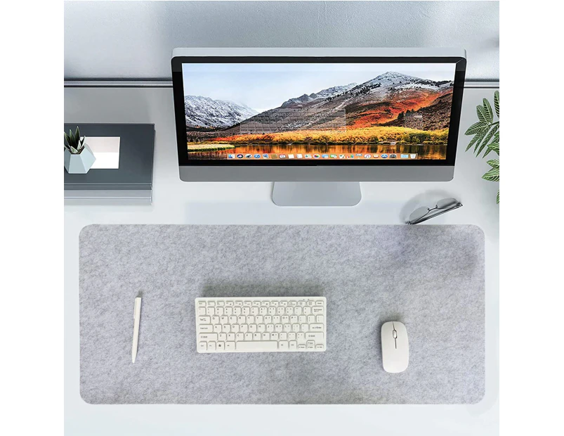 Desk Mat 100 x 40CM Large Felt Desk Pad Mouse Pad Mat Light  Gray