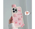 Kawaii Phone Cases Apply to iPhone 13,Cute Cartoon Pink Pig Phone Case Unique Fun Cover Case 3D iPhone 13 Case Soft Silicone Shockproof Cover