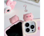 Kawaii Phone Cases Apply to iPhone 13,Cute Cartoon Pink Pig Phone Case Unique Fun Cover Case 3D iPhone 13 Case Soft Silicone Shockproof Cover