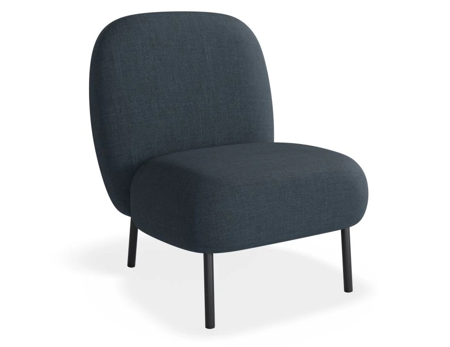 Moulon Chaise Lounge Chair - Azure Blue - Matt Black Legs