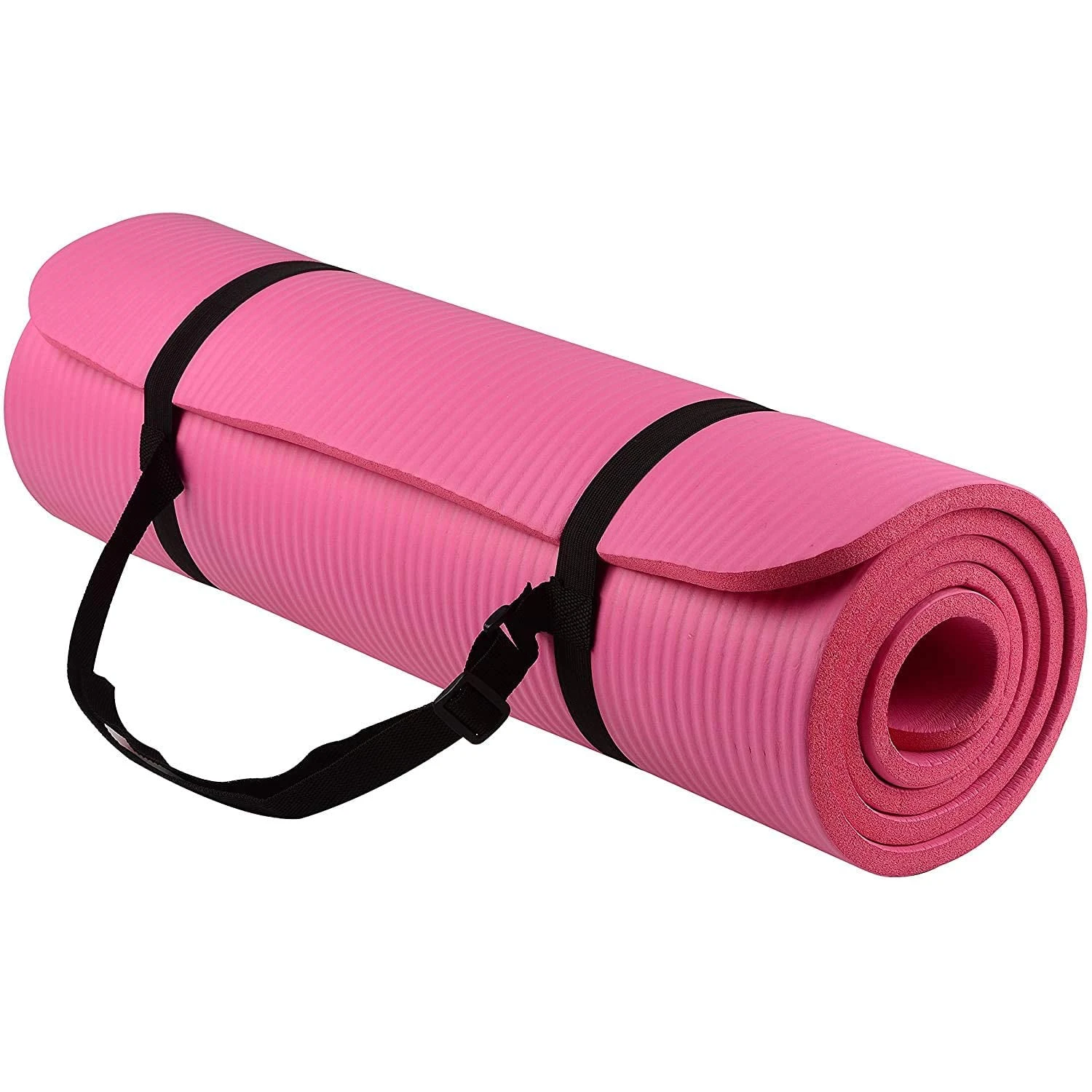 Pink All-Purpose 1/2-Inch Exercise Yoga Mat  Extra Thick High Density with Carrying Strap