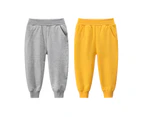 Cotton Jogger Sweatpants for Kids with Side Pockets and Ribbed Ankle Cuffs (2-Pack, Solid Colors BY-5078)