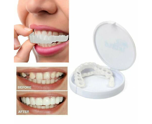 Hot Snap On False Teeth Upper + Lower Dental Veneers Dentures Tooth Cover Set