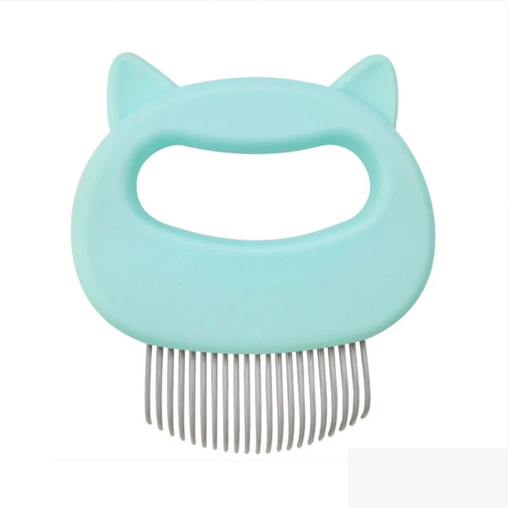 Relaxing Cat Comb Massager Pet Grooming Brush Dog Hair Removal Open Knot - Green 2PCS