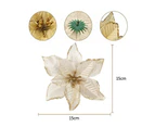 Toscano 12 Pack 15cm Phnom Penh Small Flower Christmas Tree Decoration-Gold