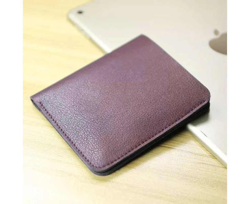 Genuine Leather Young Men small wallet Card Holder luxury designer Short Standard Wallets Casual slim money bag minimalist purse—Brown