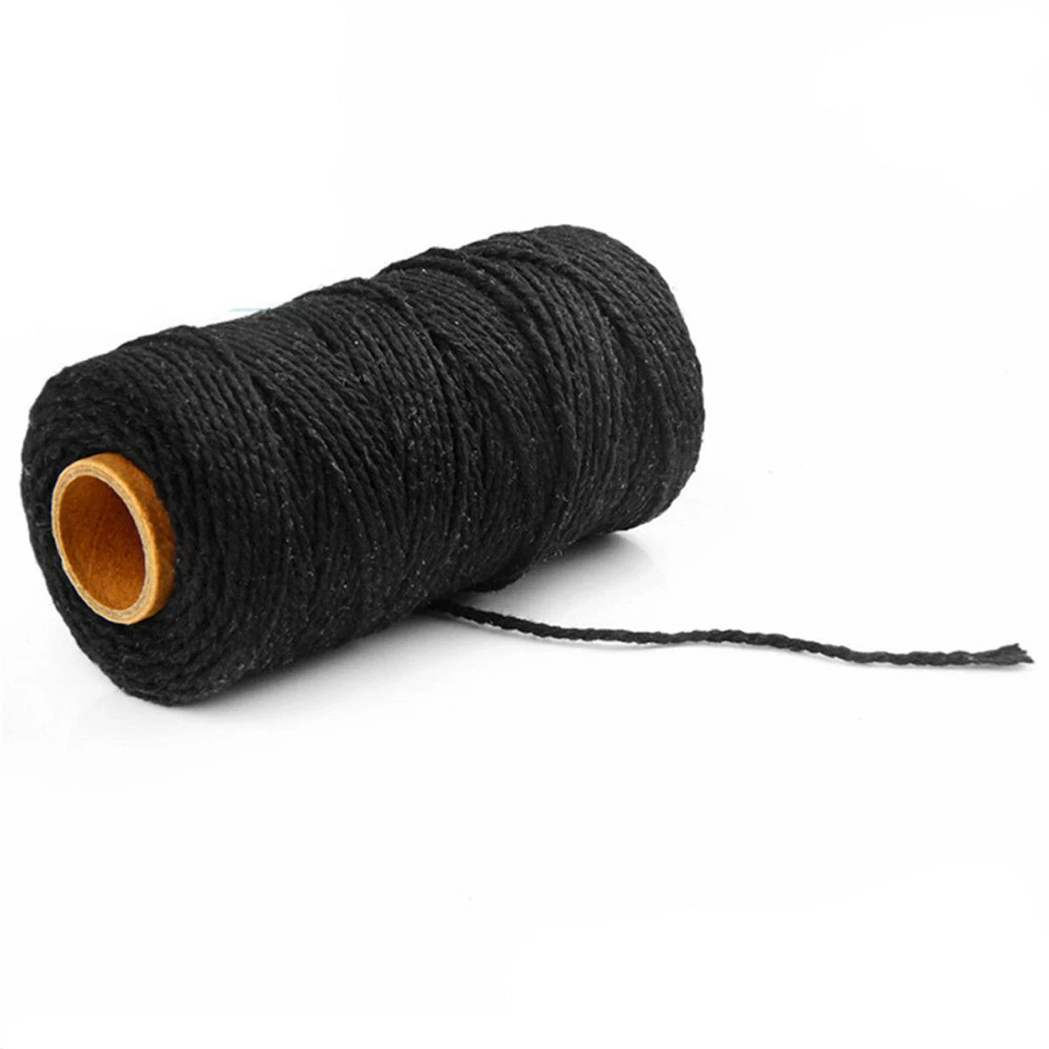 2mm 100M Natural Cotton Twisted Cord Craft Macrame Artisan Rope Craft String - Black