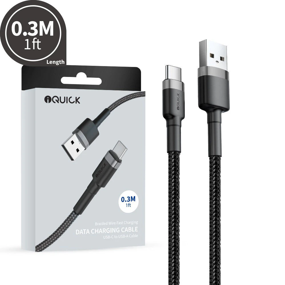 iQuick Braided USB-C to USB-A Fast Charging Cable