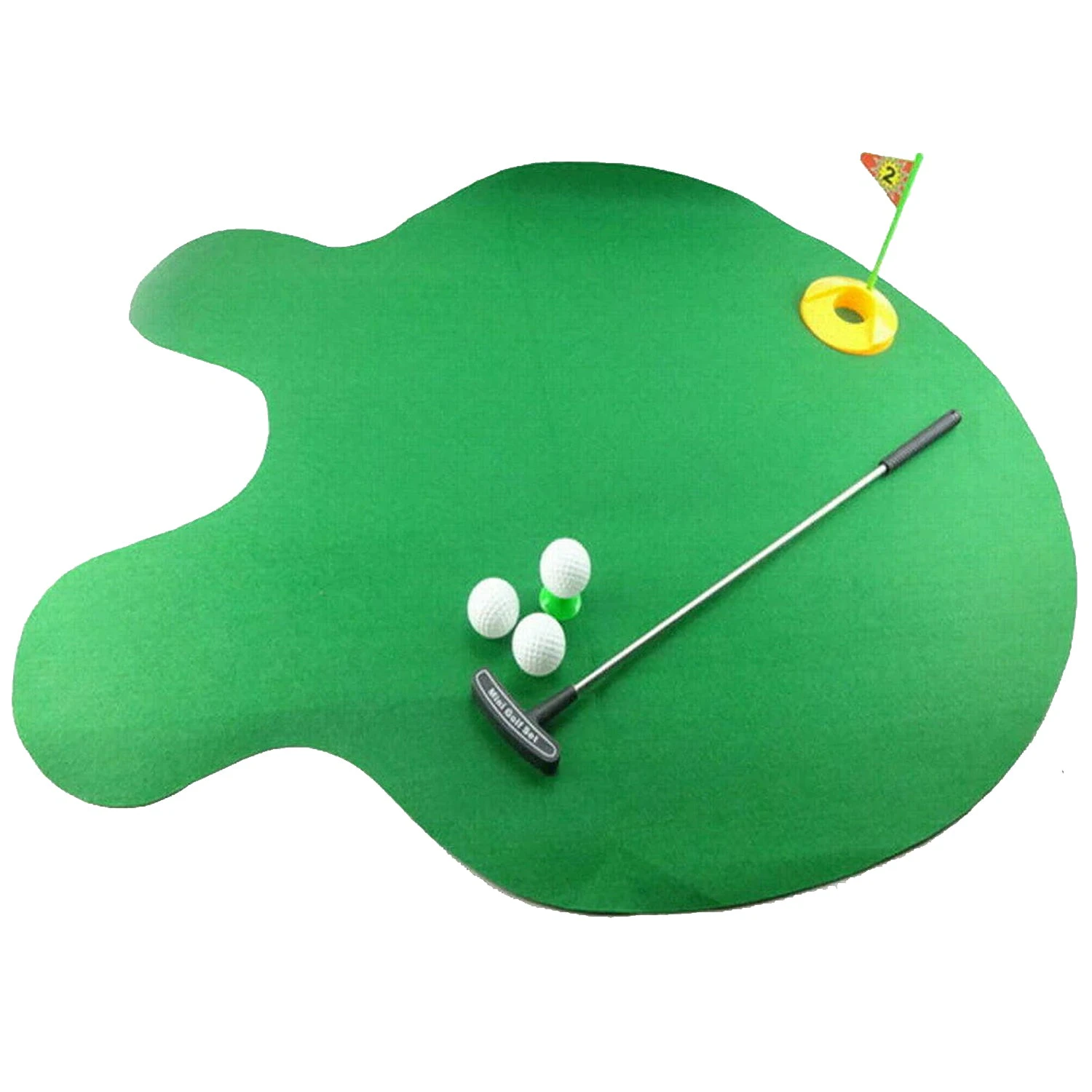 Toilet Bathroom Mini Golf Mat Potty Sitting Putter Putting Game