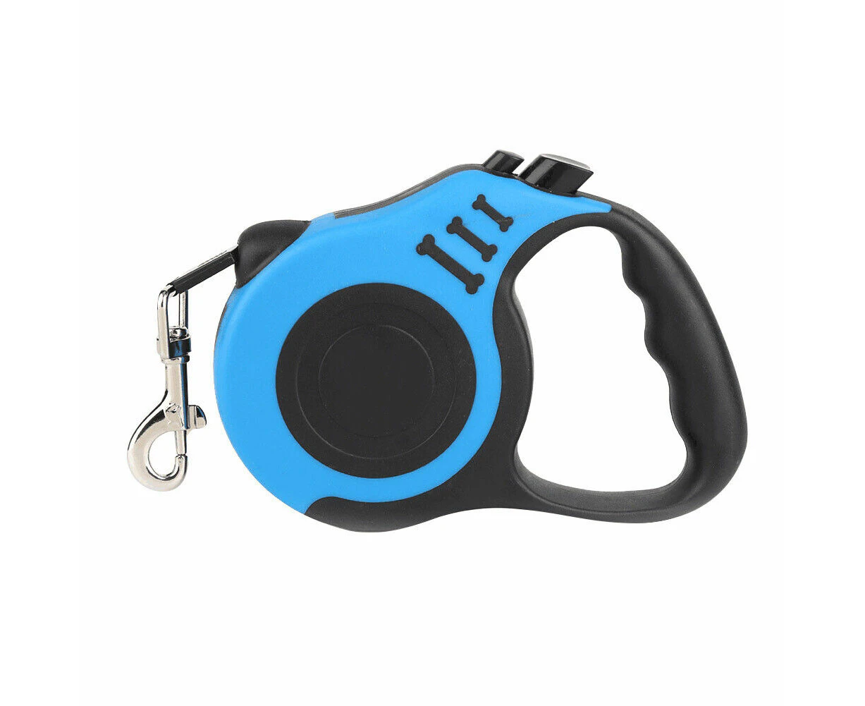 （Blue）Qttie Retractable Dog Lead Leash Long Extendable 5m Lockable Heavy Duty 50kg