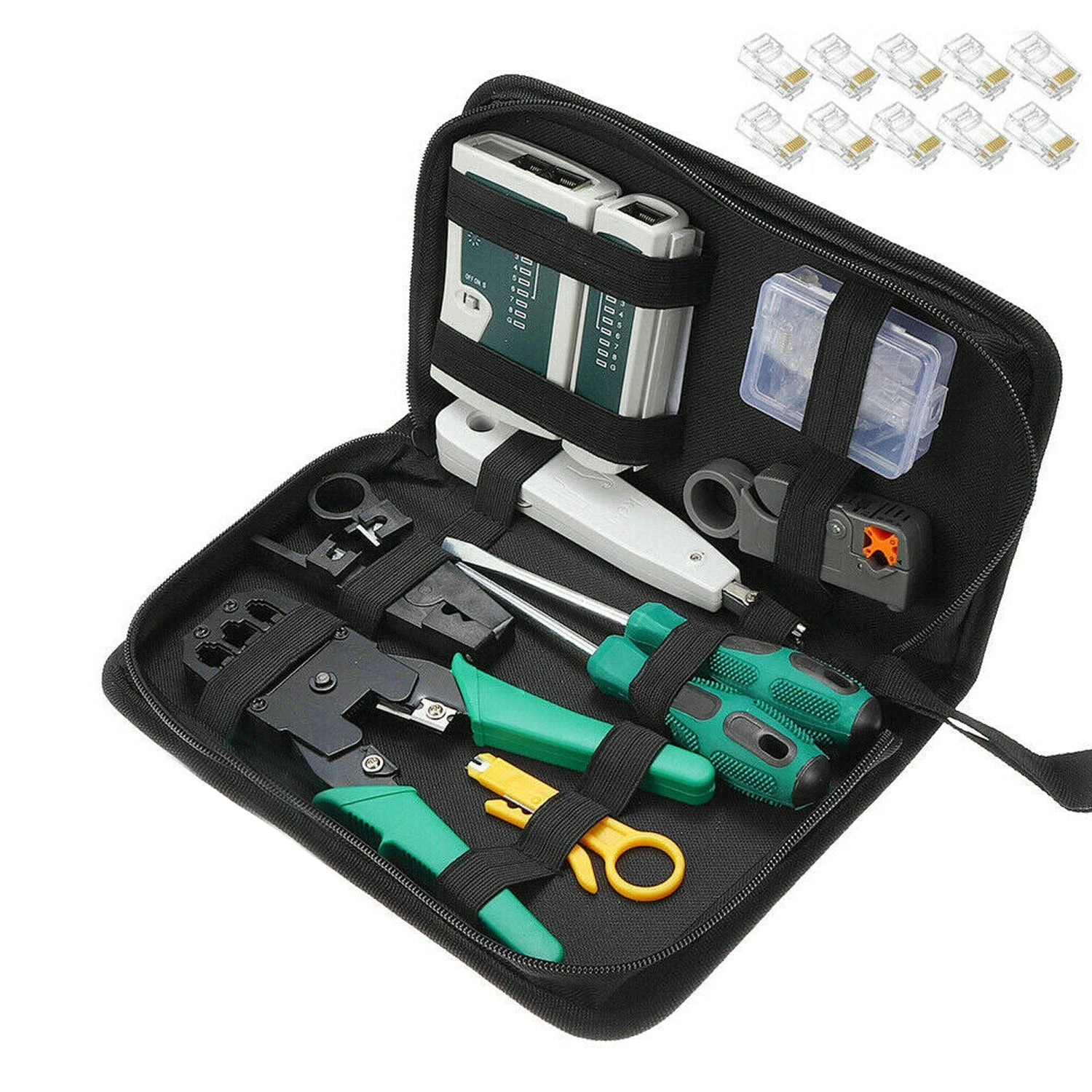 Analyzer Network Cable Tool Kit LAN Crimper Down Wire Stripper Cat5 6 RJ45