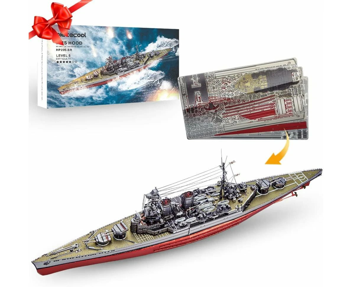 Piececool Metal Model Kits - Model Kit -Battlecruiser HMS Hood - 3D Puzzle - Hobby Kit