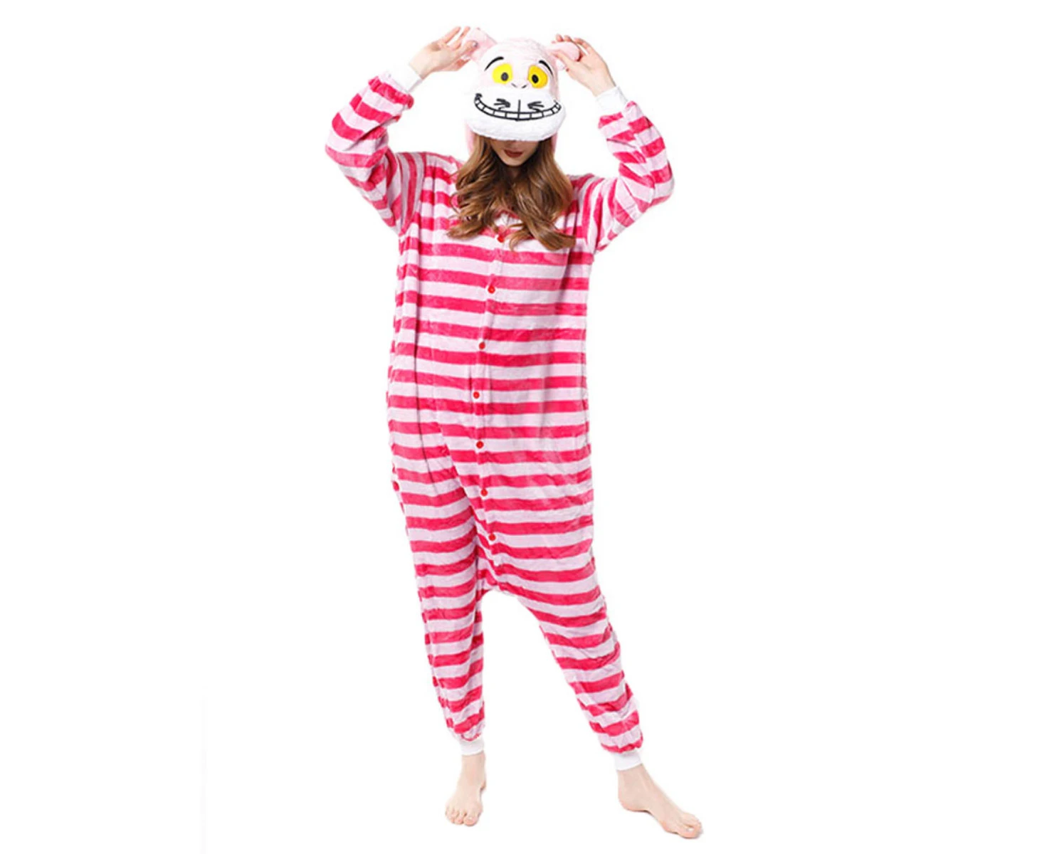 Costume Bay Adult Unisex Cheshire Cat Onesie Kigirumi Animal Pajamas Halloween Costume Jumpsuit Sleepwear