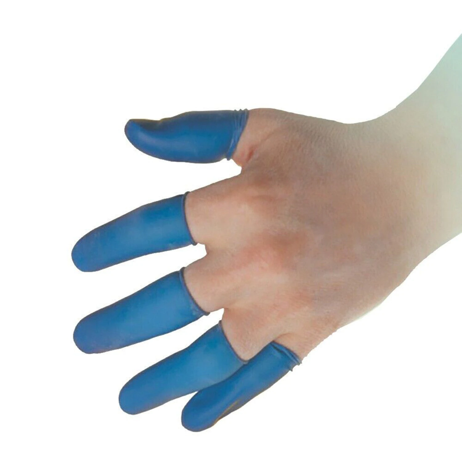 100 X Finger Cots Blue Nitrile Medium