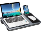 Portable Laptop Desk with Device Ledge, Mouse Pad and Phone Holder for Home Office (Silver, 40cm)