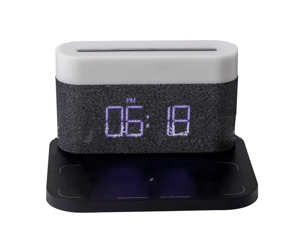 Multi-functional three-in-one magnetic absorption wireless charging LED time screen alarm clock 15W fast charging touch dimming night light black