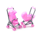 2 in 1 Baby Stroller Pram Model Kids Toy DIY Miniature Dol-lhouse Accessories-
