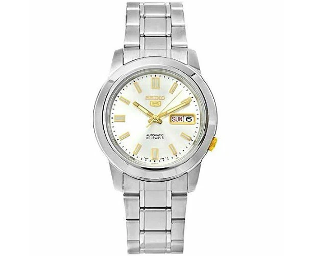 Seiko 5 SNKK09 K1 Silver and Gold Dial Stainless Steel Men's Automatic Watch