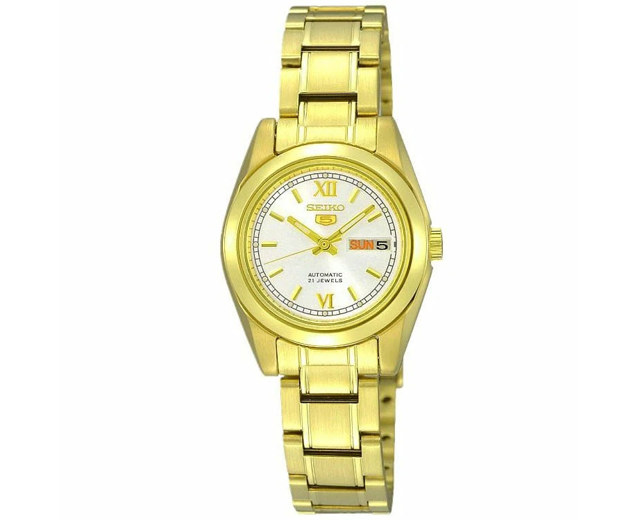 Seiko 5 SYMK30 K1 Gold With White Dial Women's Automatic Analog Watch