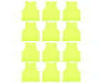 12Pcs Small Mesh Children Football Training Vest Breathable Fluorescent Green Free Size