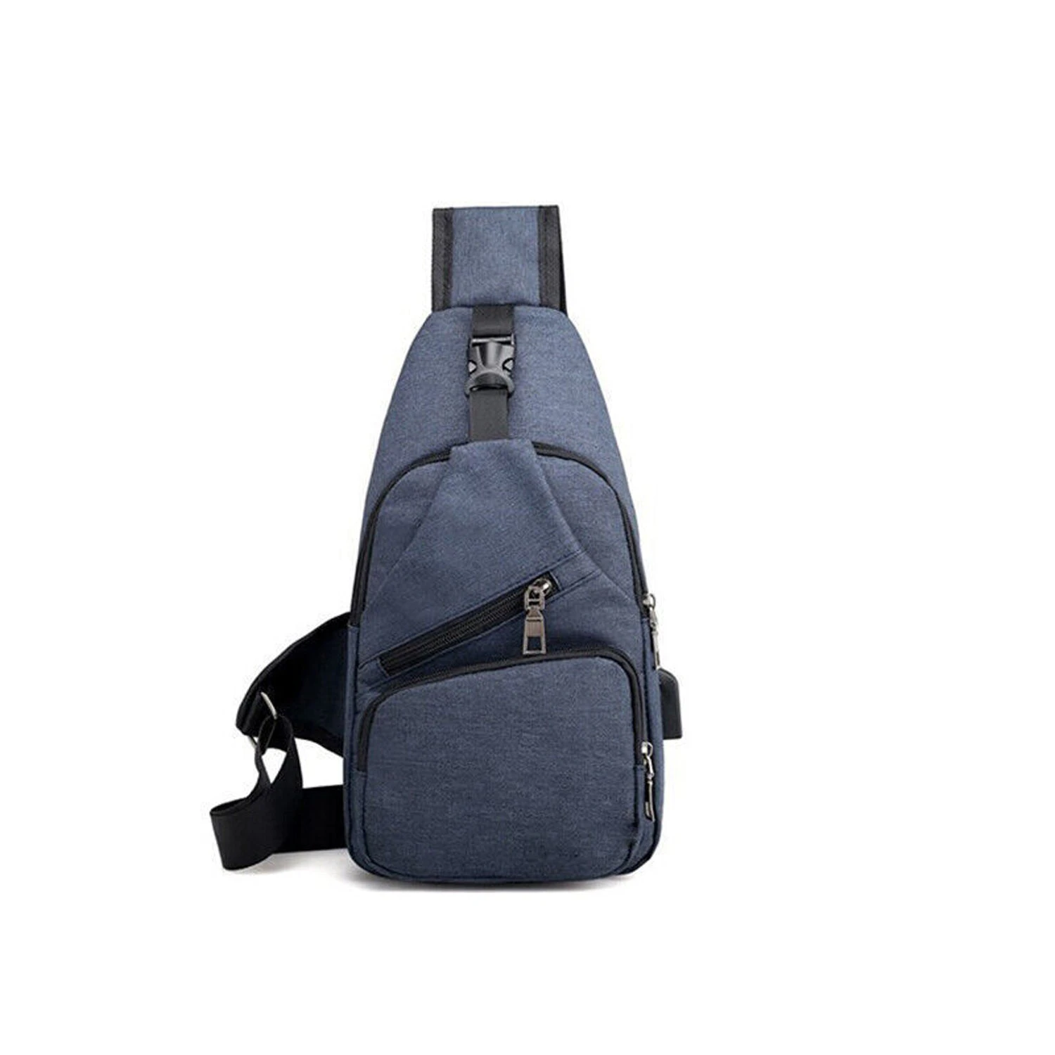 Durable Mens Chest Bag Shoulder Backpack Man Sling Cross Body Satchel Travel Bag - Blue