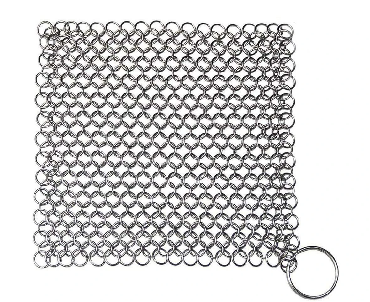 Cast Iron Cleaner, Scrubber, Scrubber 7" x 7" Stainless Steel Chain Skillet Cleaner for Cast Iron Pre-Seasoned Dutch Ovens Waffle Iron Pans