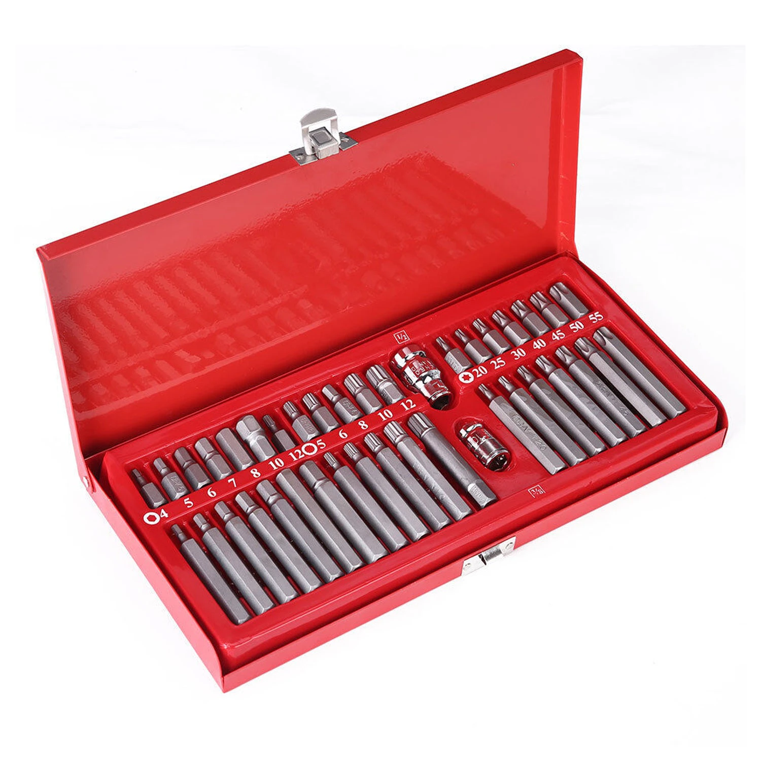 40Pc 1/2 3/8 Allen Key Set Torx Hex Star Spline Socket Bit Drive Car Repair Tool