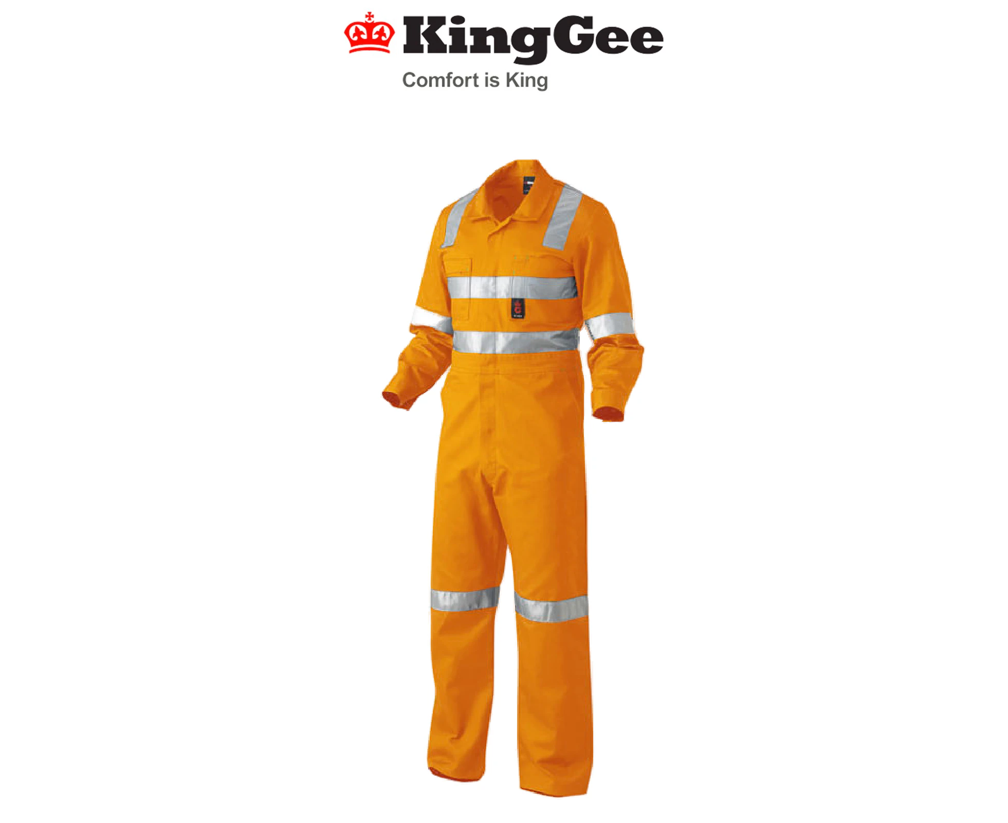 KingGee Mens Safety Overall X Pattern Tool Pocket H-Vis Cotton Drill Work K51015