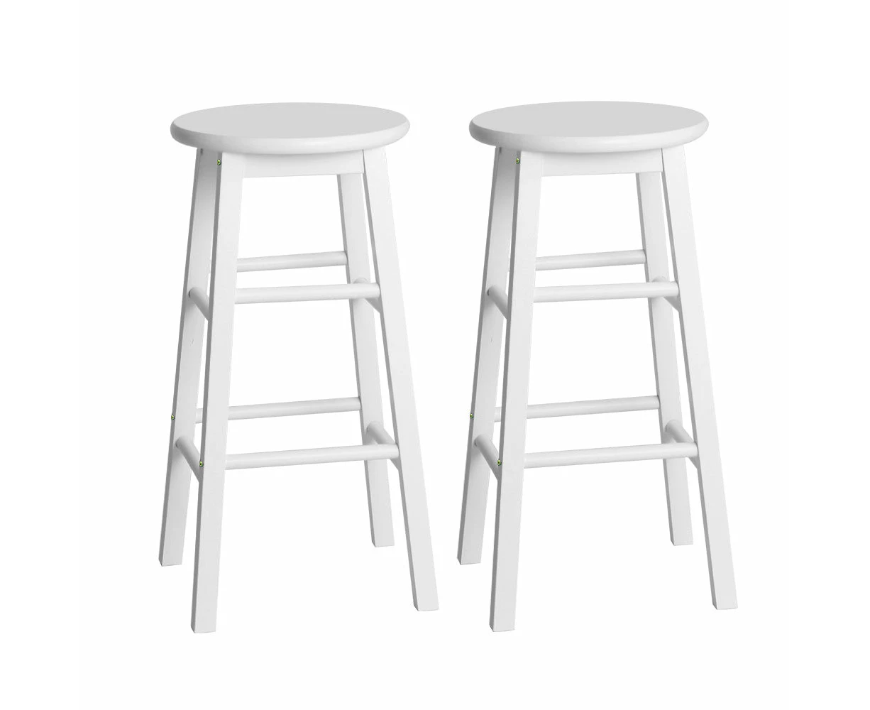 My Best Buy -  Artiss Set of 2 Beech Wood Backless Bar Stools - White- Free Postage