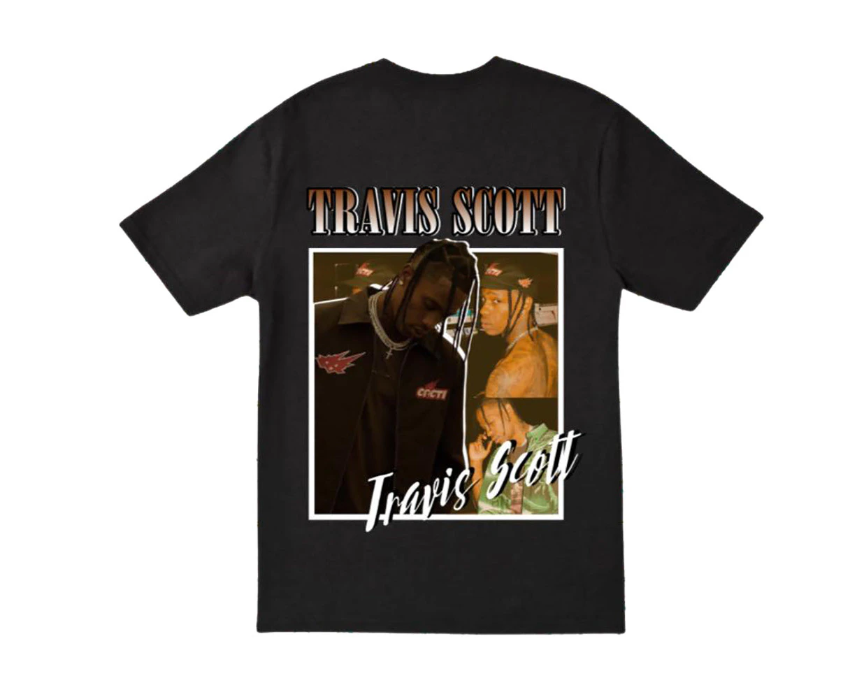 Travis Scott 90s style vintage Tee T-shirt - Black