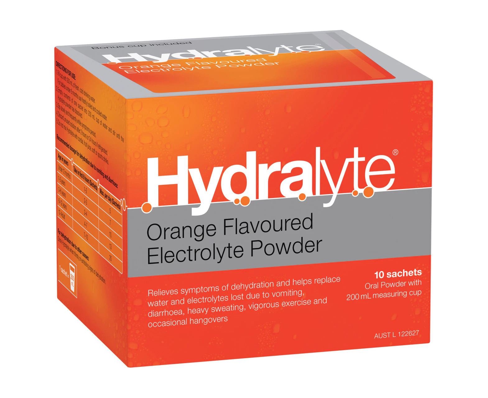 Hydralyte Orange Flavoured Electrolyte Powder 10 Sachets