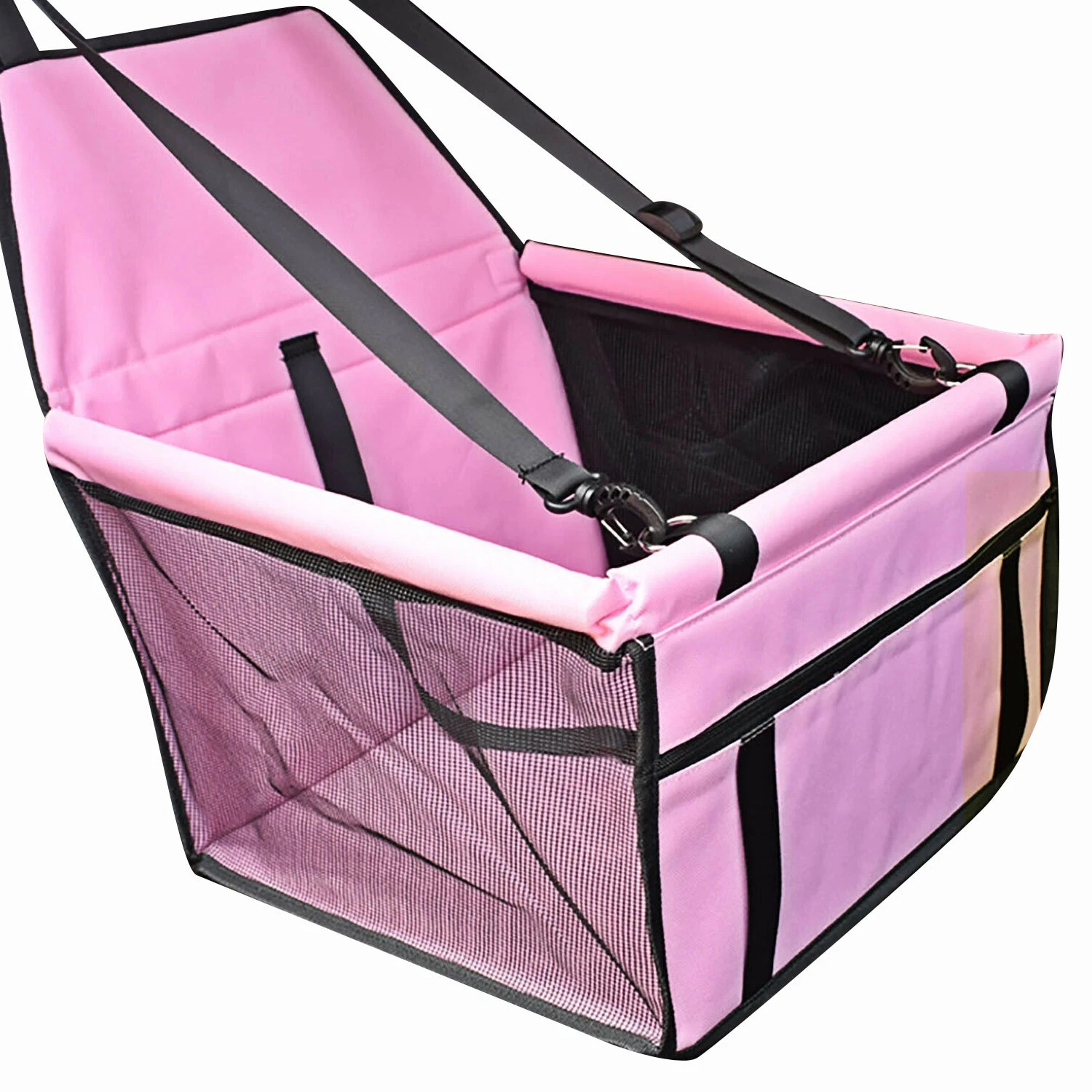 Cat Dog Pet Booster Car Seat Bag Waterproof Portable Breathable Solid Durable - Pink