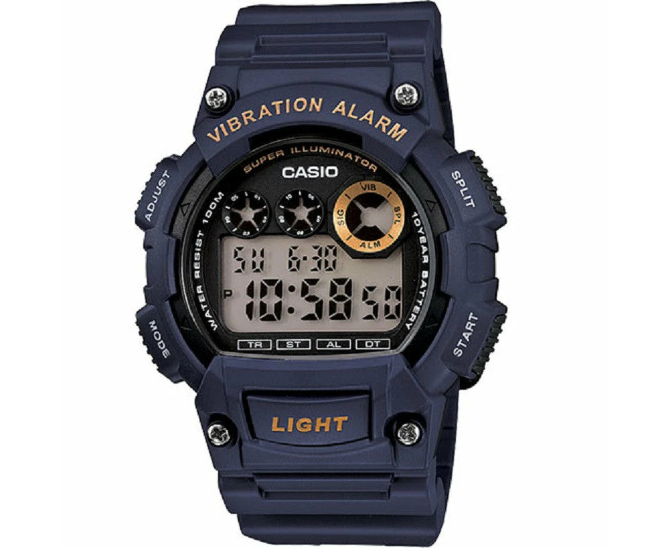 Casio W 735H 2A Dark Blue Men's 100m Multi function Vibration Alarm Digital Watch