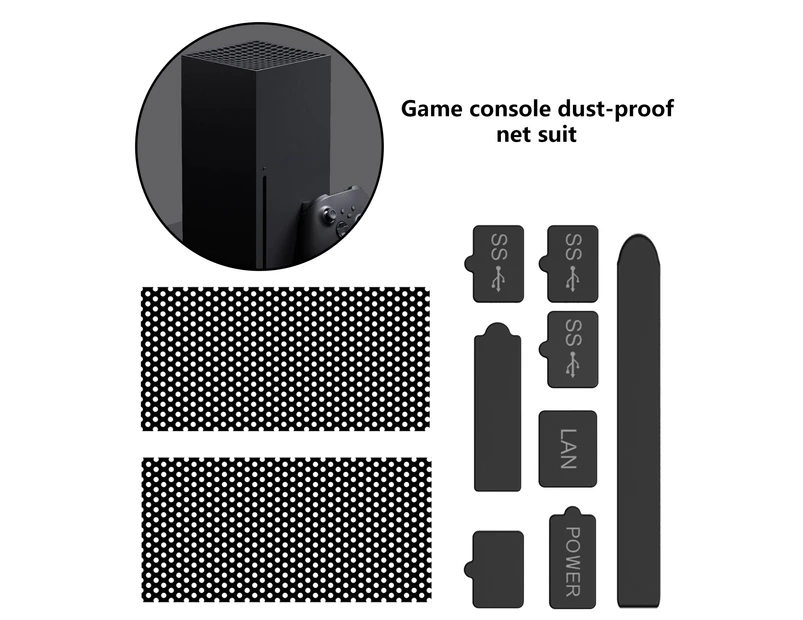 1 Set Dust Plug Mini Wear-resistant Game Console Dustproof Net Protective Accessories for Xbox?Series?X - Black