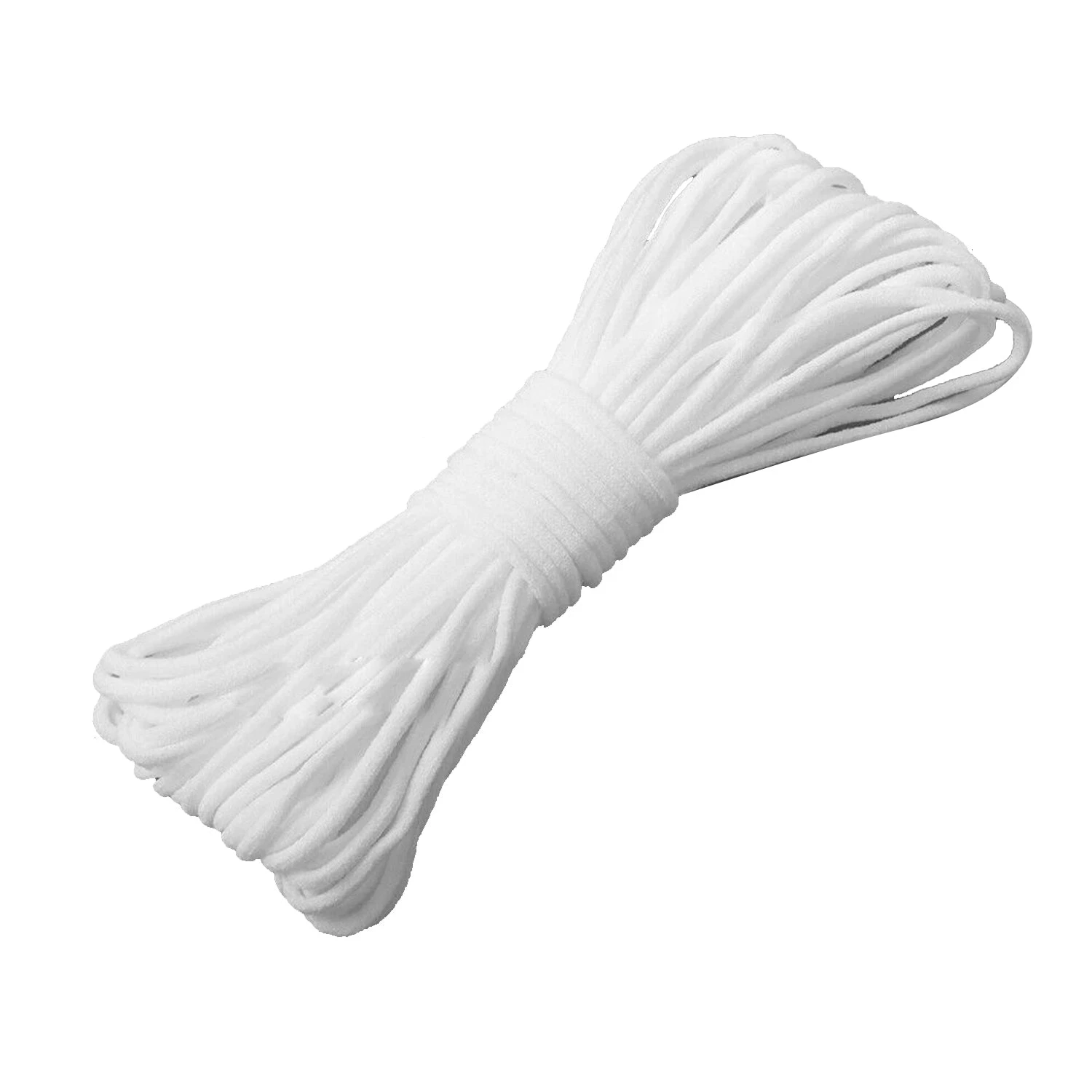 WHITE 3mm DIY Round Elastic Thin Band Soft Cord Face Mask Strap Sewing rope 10-50M