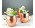 Set of 4 -100% Handcrafted Solid  Mugs, 18.5 oz Copper Cups ,Pure Copper Plating & Gold Brass Handles.3.7 inches Diameter x 4 inches TallCopper