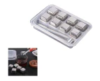 Stainless Steel Ice Cubes，8 Square Ice Cubes-304 Stainless Steel Ice Cubes,Whiskey Stone, 8 Whiskey Stones, Reusable Whiskey Stone