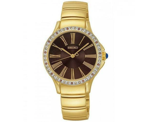 Seiko Swarovski SRZ444 P1 Gold/Black Dial Women's Analog Quartz Watch