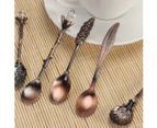 6pcs Vintage European Tableware Coffee Spoon Set Royal Spoon Fork Set Dessert Forks for Sweet Snacks (Red Bronze)