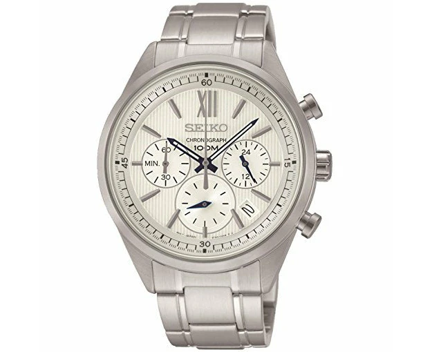 Seiko Chronograph SSB153 P1 Silver/White Dial Men's Quartz Analog Watch