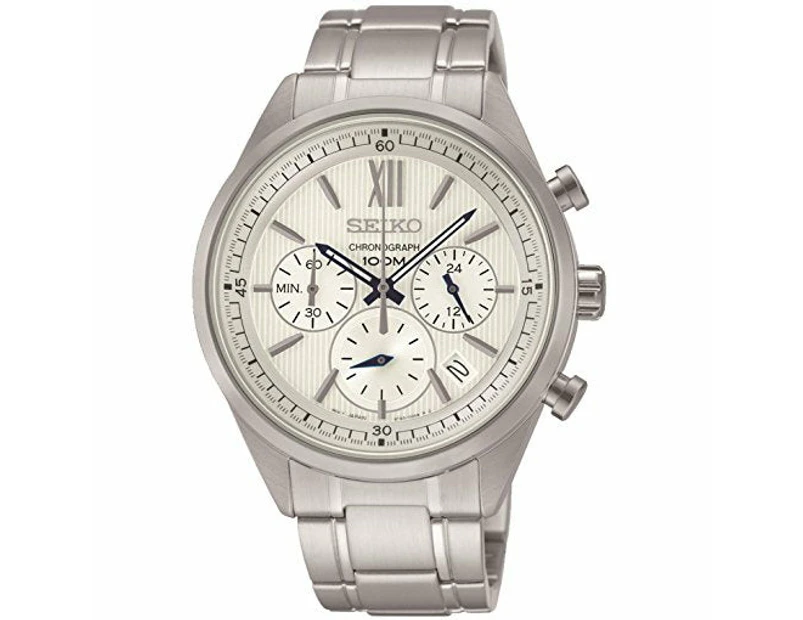 Seiko Chronograph SSB153 P1 Silver/White Dial Men's Quartz Analog Watch