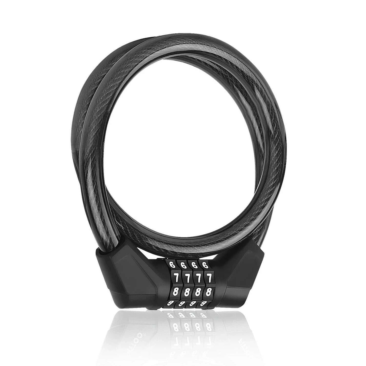 Bike Bicycle Code Lock Cycling Combination Cable Lock 4 Digital12X650mm