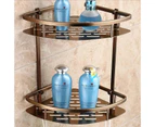 Antique Bronze Alumimum Double-Layer Bathroom Shelf with Hook Antique Bathroom Triangle Corner Storage Rack Wall Hanging—S