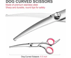 Dog Grooming Scissors Kit - Professional Stainless Steel Shears Set With Safety Round Tips For Pet Grooming