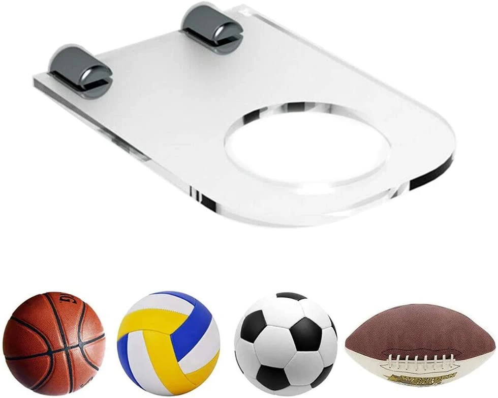 Ball Holder Display Rack, Acrylic Wall Mount Ball Hanger Storage Stand, Invisible Clear Shelf, for Soccer, Basketball