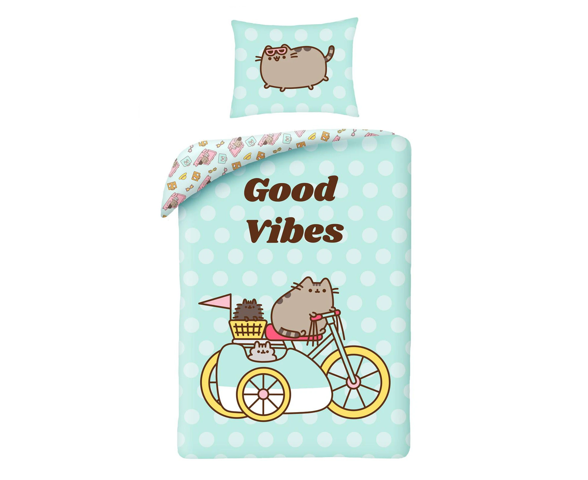 Pusheen Good Vibes 100%Cotton Single Duvet Cover Set - European Size