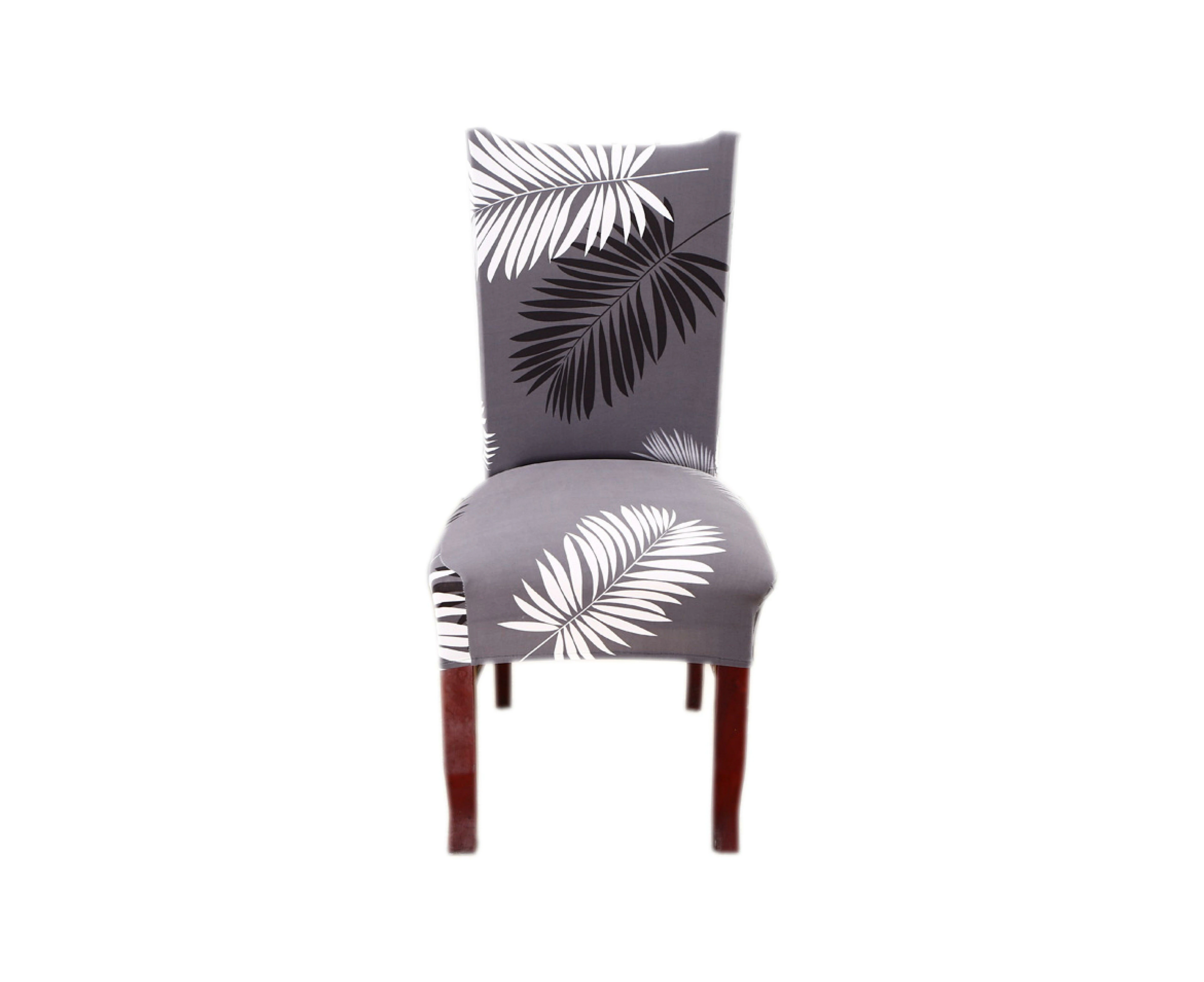 Hyper Cover Stretch Dining Chair Covers with Patterns Black Feather - 8 pcs