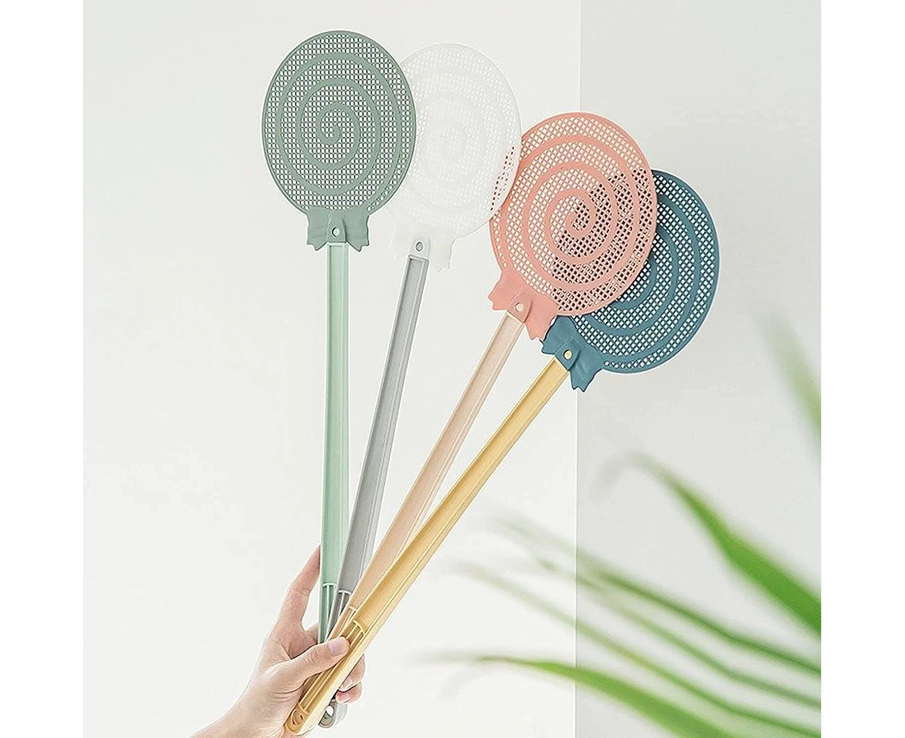 4 Pack Fly Swatters,Strong Durable Flexible Long Handle Manual Swat Flies and Bugs,Colorful Cute Lol