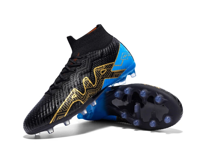 Football Field Boots TF/AG Men Sports Shoes Soccer Cleats Sneakers - Black