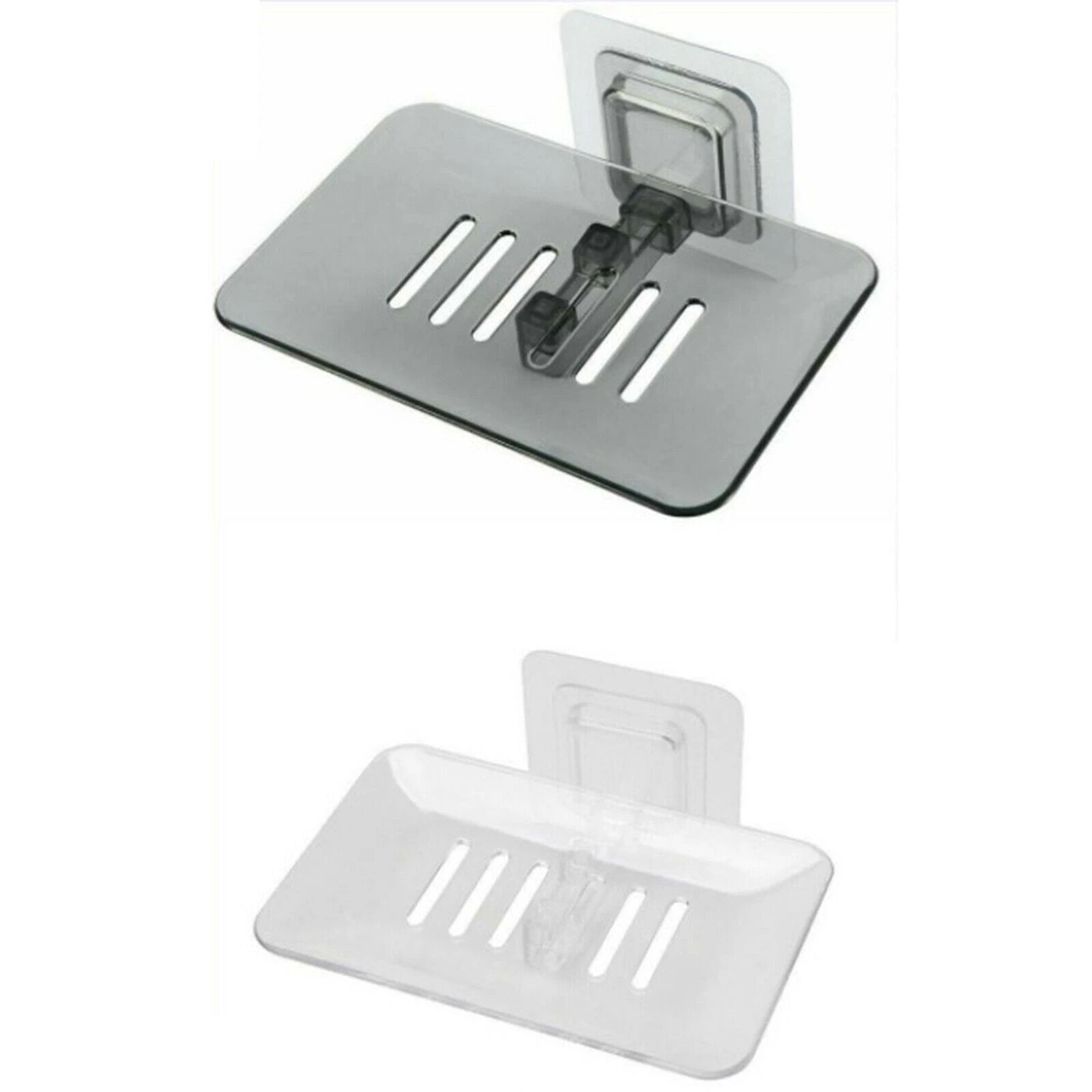 2PC Bathroom Waterfall Tray Holder Soaps Plate Suction Case Containers Dish Storage